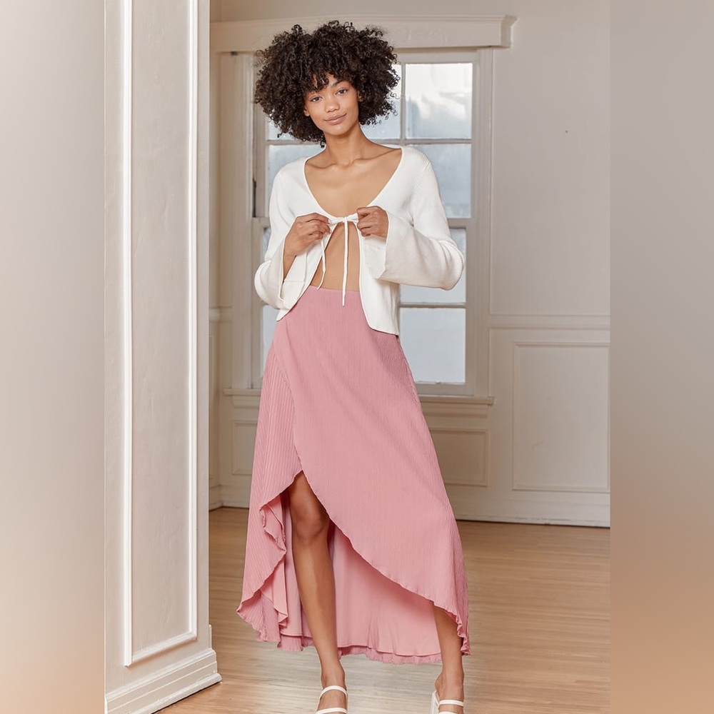 Days of Love Blush Pink High-Low Midi Skirt
